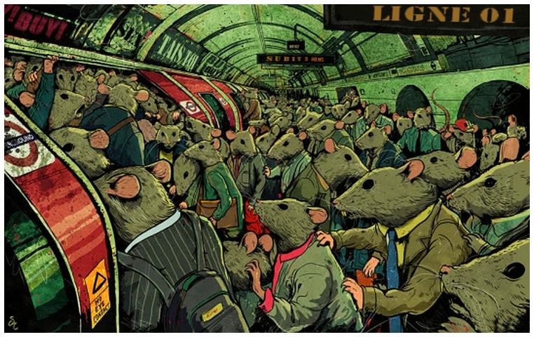 Métropolitain ligne 01, train de rats.
